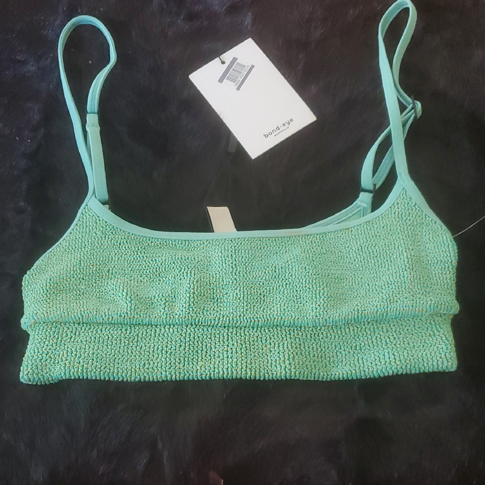 BOND-EYE BIKINI TOP IN BERMUDA LUREX /UNSIZED /FITS XS-L